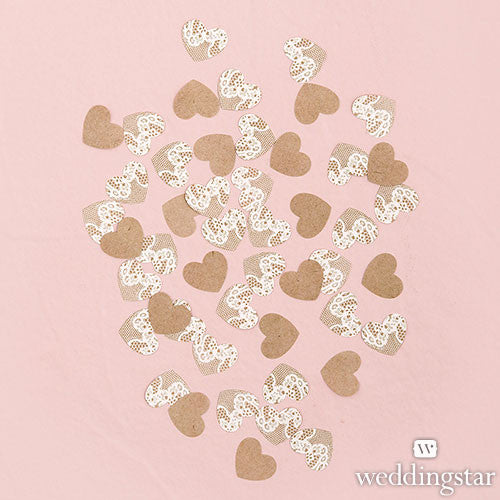 Kraft Paper With Lace Heart Confetti