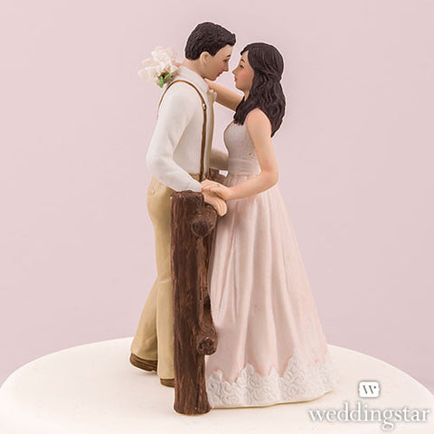 Rustic Couple Porcelain Figurine Wedding Cake Topper