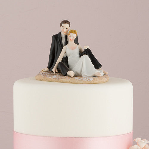 Beach Lounging Couple Wedding Cake Top