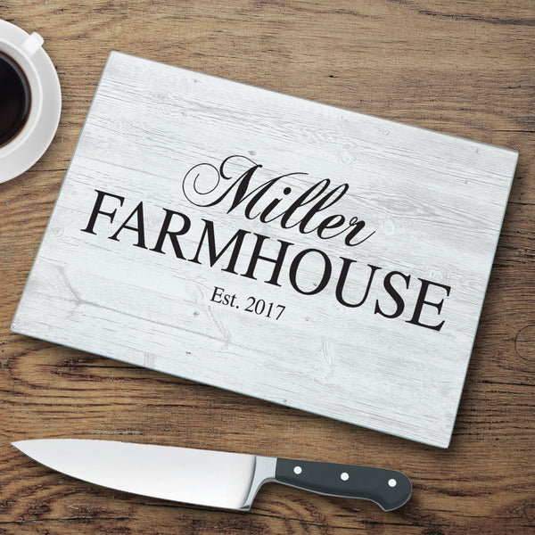 Modern Family Farmhouse Glass Cutting Board