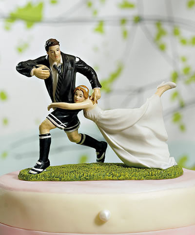 Rugby Couple Figurine Cake Top