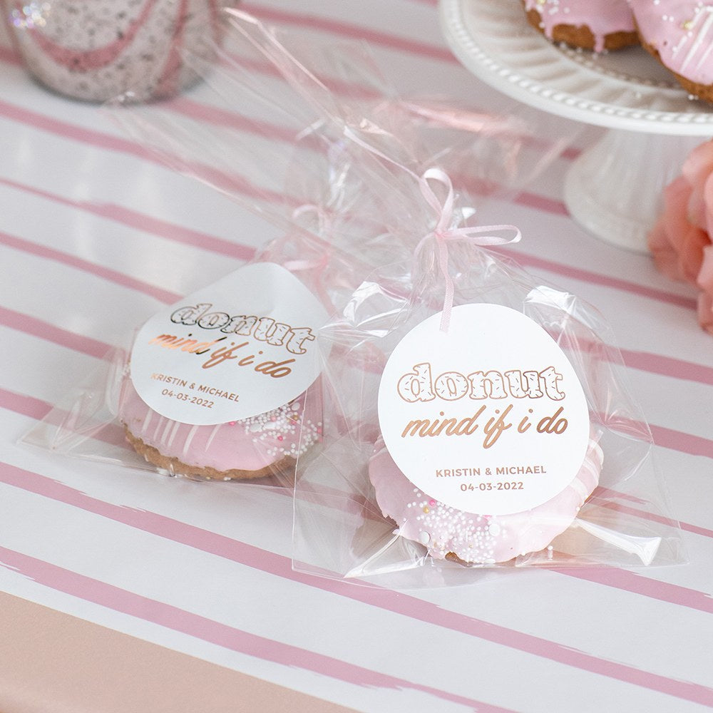 Clear Cellophane Favor Bags with Personalized Stickers