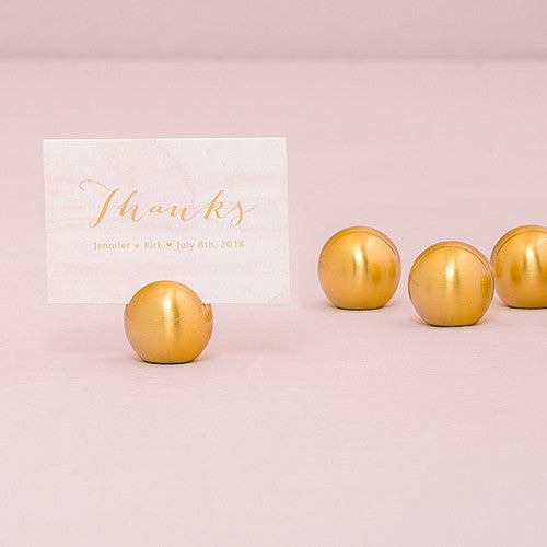 Classic Round Brushed Gold Place Card Holder