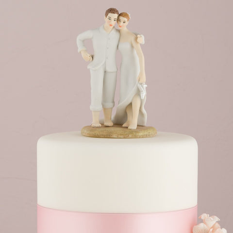 Bride And Groom Beach Theme Wedding Cake Topper