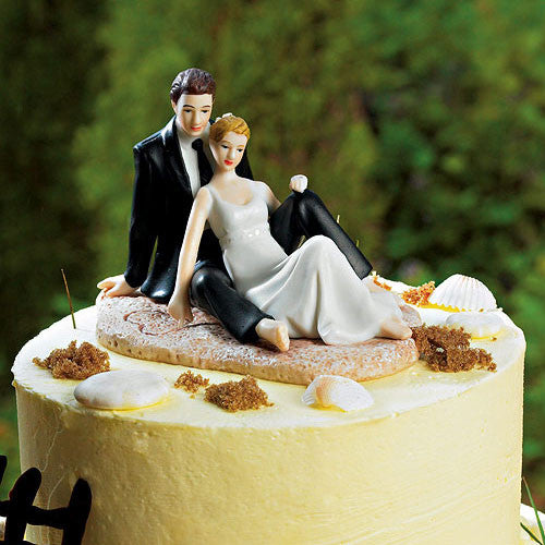 Beach Lounging Couple Wedding Cake Top