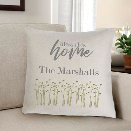 Bless This Home Personalized Throw Pillow