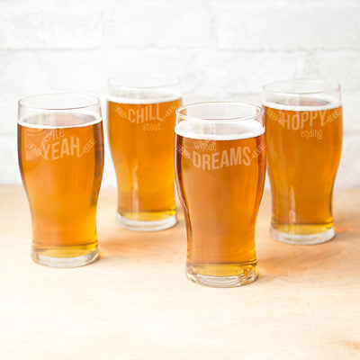 Beer Pun Pilsner Glasses - Set of 4