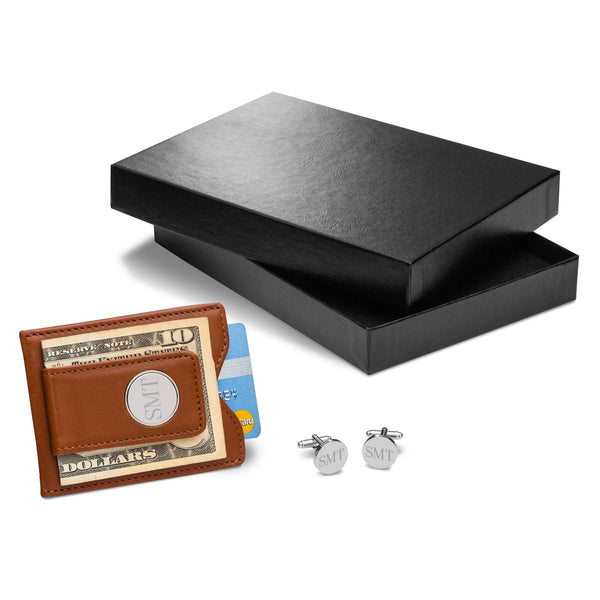 Leather Wallet and Cuff Link Gift Set