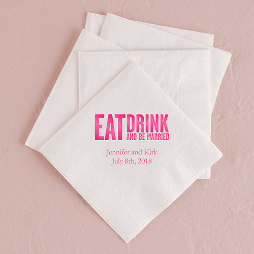 Eat, Drink & Be Married Printed Napkins - Block Style