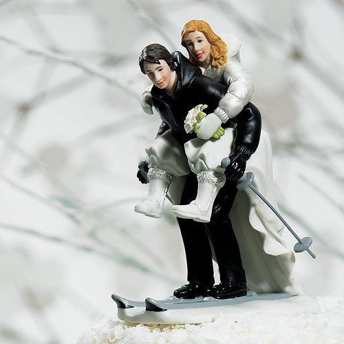Snow Skiing Wedding Cake Top