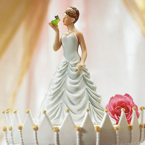 Princess Bride Kissing Frog Groom Wedding Cake Top