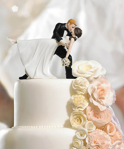 Romantic Dip Bride & Groom Wedding Cake Top