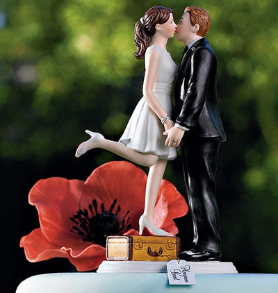 A Kiss and We're Off Wedding Cake Top